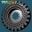 Set of 4, 14.00-24 Solid Rubber Telehandler Tires with 10 Bolt Hole - Heavy Duty